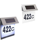 Číslo domu s LED osvětlením a solárním napájením, nerezový solární panel
