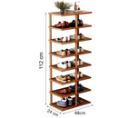 Botník s 8 policemi Hnědý 48x24x112cm - Organizér na boty do ložnice a předsíně