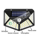 Solární lampa se 100 LED diodami a pohybovým senzorem - 600 lumenů