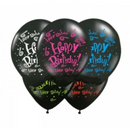 Černý latexový balónek Happy Birthday Premium - Elegantní narozeninové dekorace