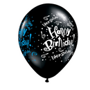 Černý latexový balónek Happy Birthday Premium - Elegantní narozeninové dekorace