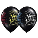 Černý latexový balónek Happy Birthday Premium - Elegantní narozeninové dekorace