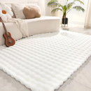 Nadýchaný koberec z umělé kožešiny 3D Bubble Design 180x230cm - Severská bílá pro obývací pokoj a ložnici