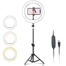 Profesionální kruhová LED lampa se stativem a držákem na telefon – Ring Light pro make-up a fotografie