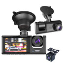 Autokamera DVR Full HD 1080P se 3 objektivy + karta 32GB - Úhel 170°, Noční vidění, G-Sensor