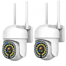 Sada 2 WiFi venkovních/vnitřních bezpečnostních kamer s barevným nočním viděním, ovládáním telefonem, detekcí pohybu