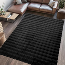 Koberec z umělé kožešiny 3D Bubble Nordic Design 180x230cm - Měkký a Nadýchaný pro Obývací Pokoj a Ložnici, Černý