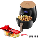 Ekonomický balíček do kuchyně – Horkovzdušná fritéza 6L 2400W bez oleje s digitálním displejem + Struhadlo 6 v 1 na zeleninu a ovoce s nádobou