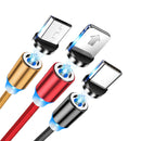 Magnetický nabíjecí kabel 3v1 s LED – Lightning, USB-C, Micro USB – Kompatibilní s iPhone/Android