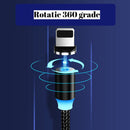 Magnetický nabíjecí kabel 3v1 s LED – Lightning, USB-C, Micro USB – Kompatibilní s iPhone/Android