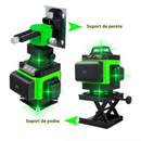 Laserová vodováha 4D SE 16 liniemi, 4 paprsky x 360 stupňů, Zelené linie, Dosah 25m, Přesnost ± 2mm/10m, Samonivelace, Pravý úhel, Baterie 2 x 4000 mAh 4.2V, Dálkové ovládání
